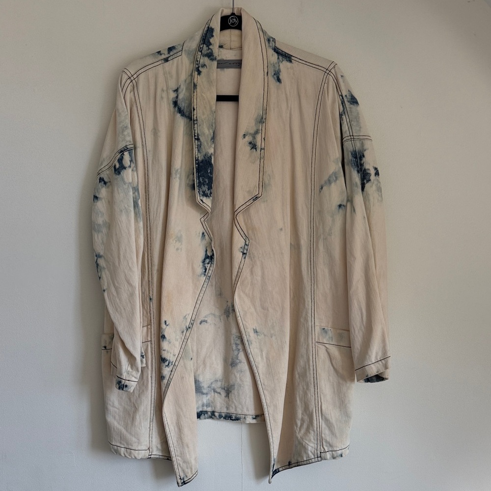 Raquel Allegra Cream Jacket with Navy Tie-Dye Accents - Size 1